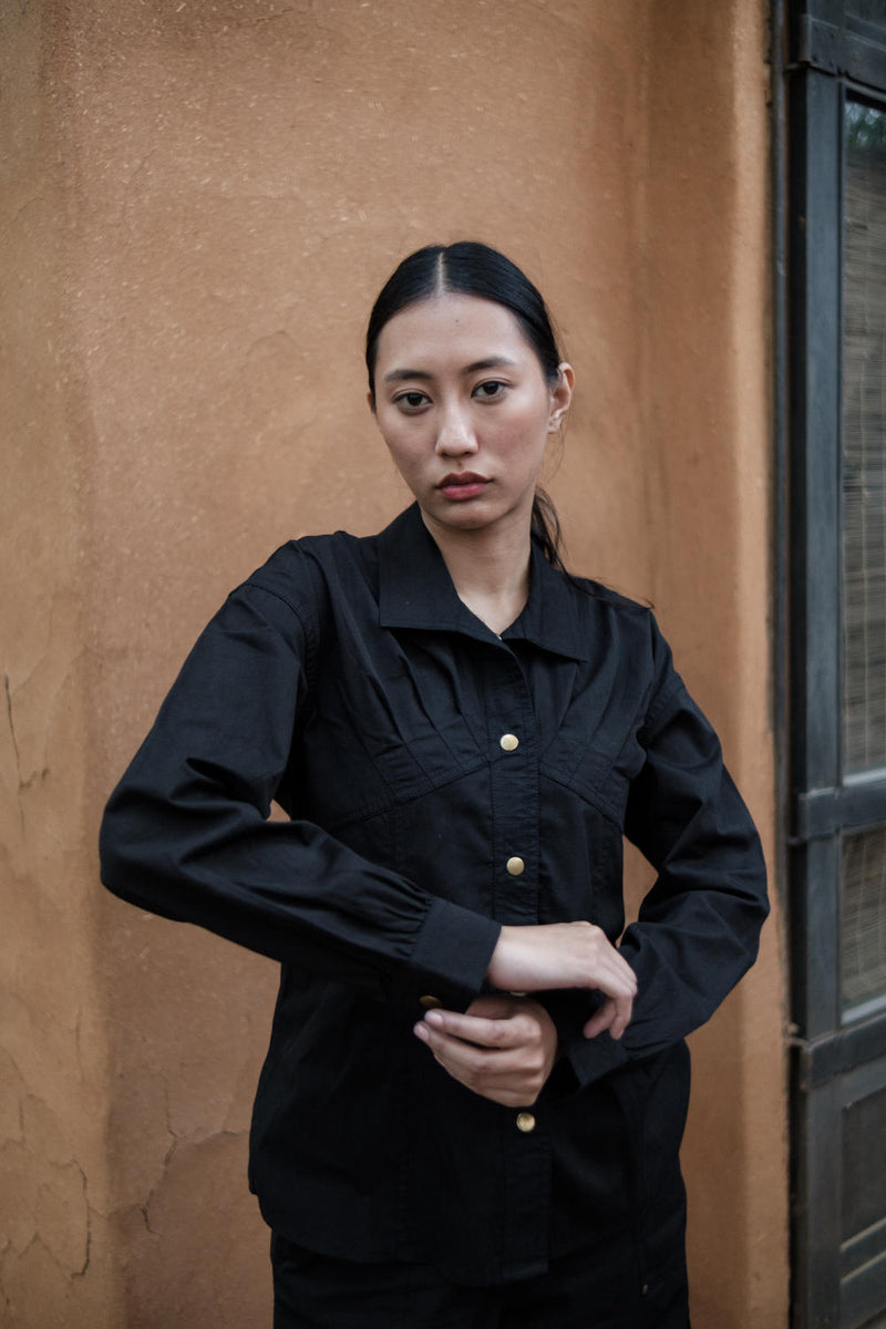 Arizona Shirt-Black (353) cotton by The Terra Tribe in black color for women in Singapore