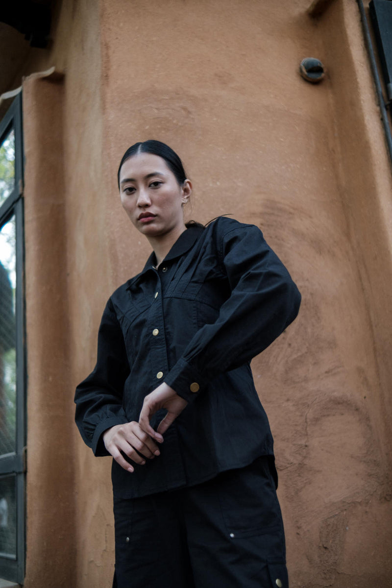 Arizona Shirt-Black (353) cotton by The Terra Tribe in black color for women in Singapore