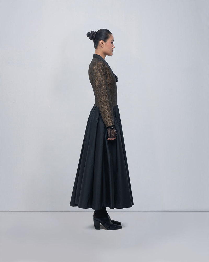 Anyma Dress viscose by Leh Studios in gold, black for women in Singapore