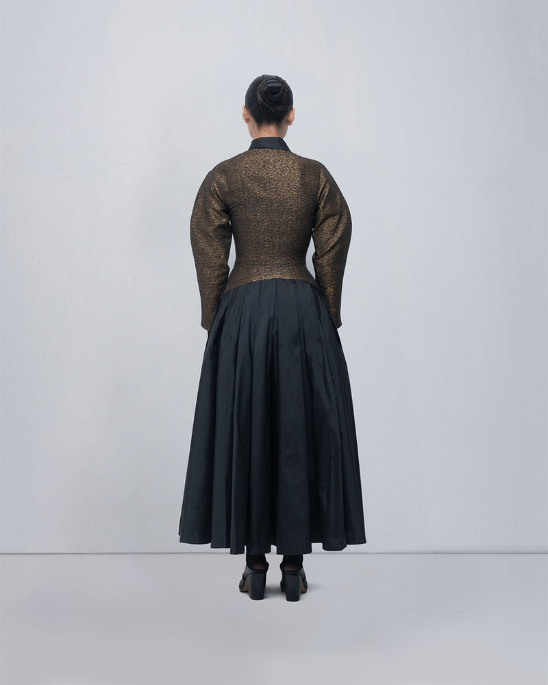 Anyma Dress viscose by Leh Studios in gold, black for women in Singapore