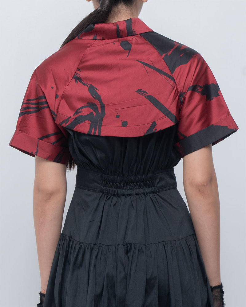 Melis Dress viscose by Leh Studios in red, black for women in Singapore