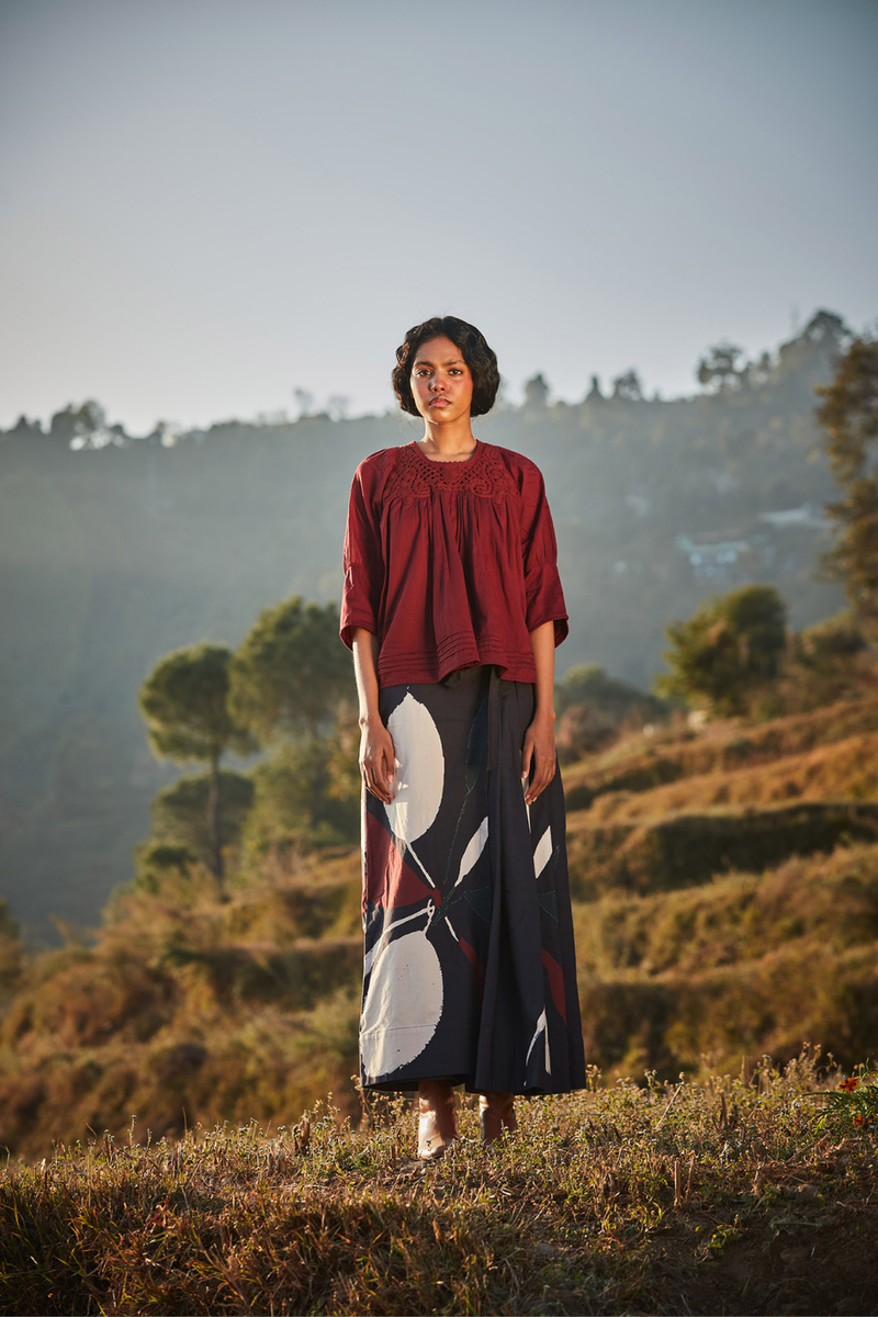 Dappled Petal skirt Pants mul by Khara Kapas in multi for women in Singapore