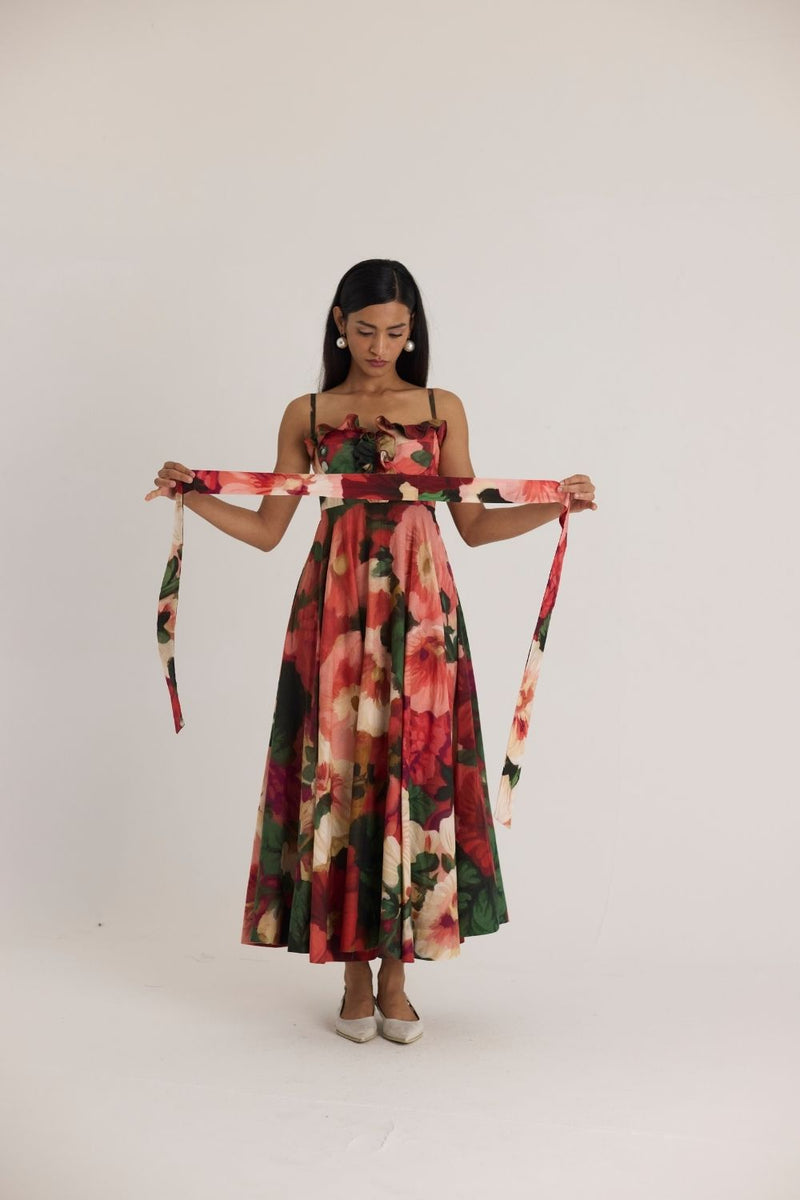 SCARLETT COTTON FRILL DRESS cotton by Yam in multi color for women in Singapore
