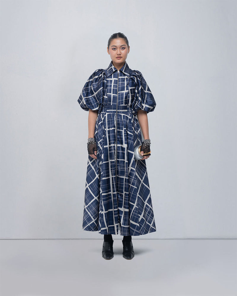 Poppy Dress viscose by Leh Studios in blue, beige for women in Singapore