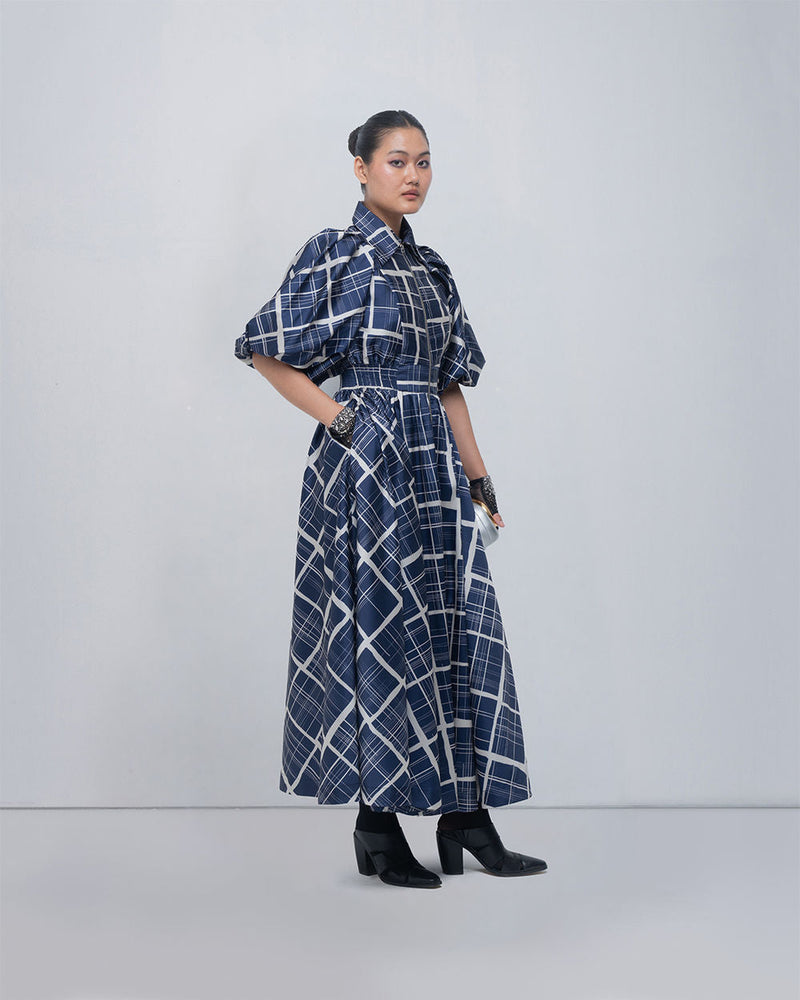 Poppy Dress viscose by Leh Studios in blue, beige for women in Singapore