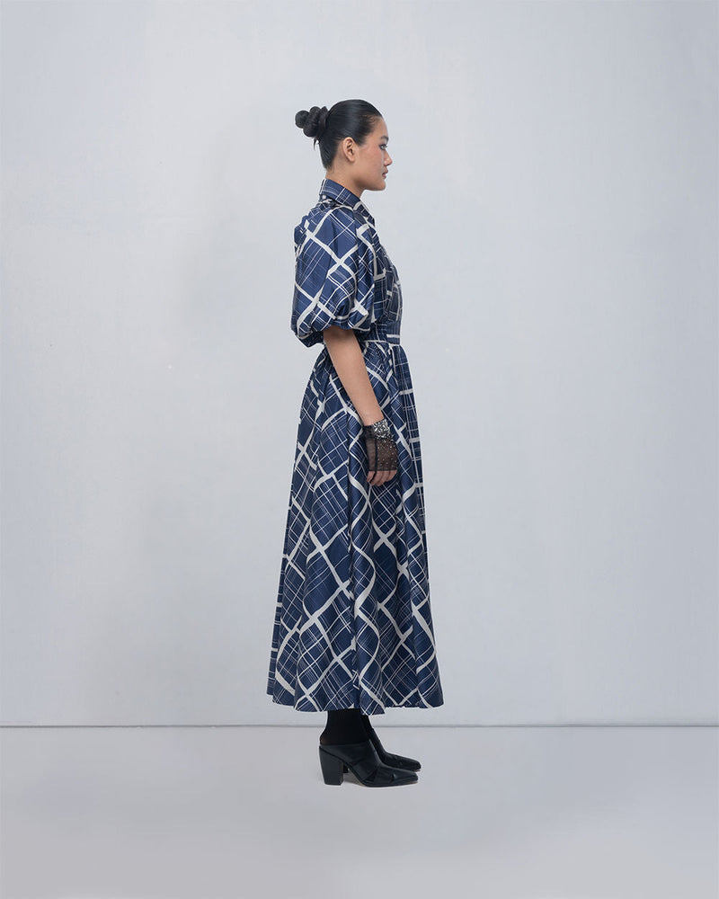 Poppy Dress viscose by Leh Studios in blue, beige for women in Singapore