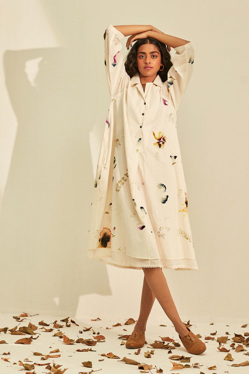 Silent Whispers Dress cotton by Khara Kapas in white for women in Singapore