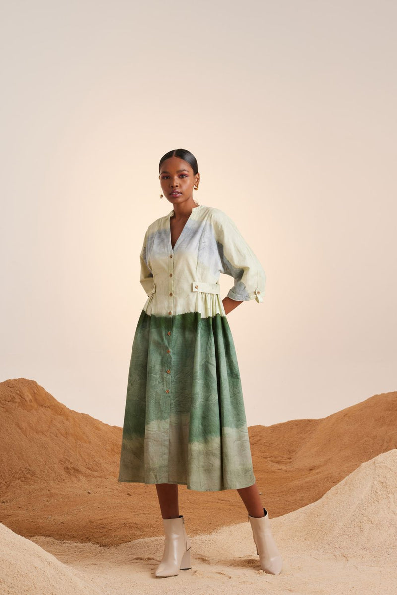 Button Down Dress-Earth cotton Dress by CORD for women in Singapore
