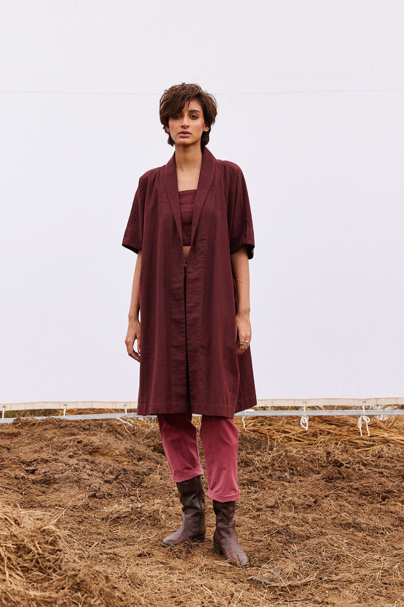 Wine co-ord set cotton by Khara Kapas for women in Singapore