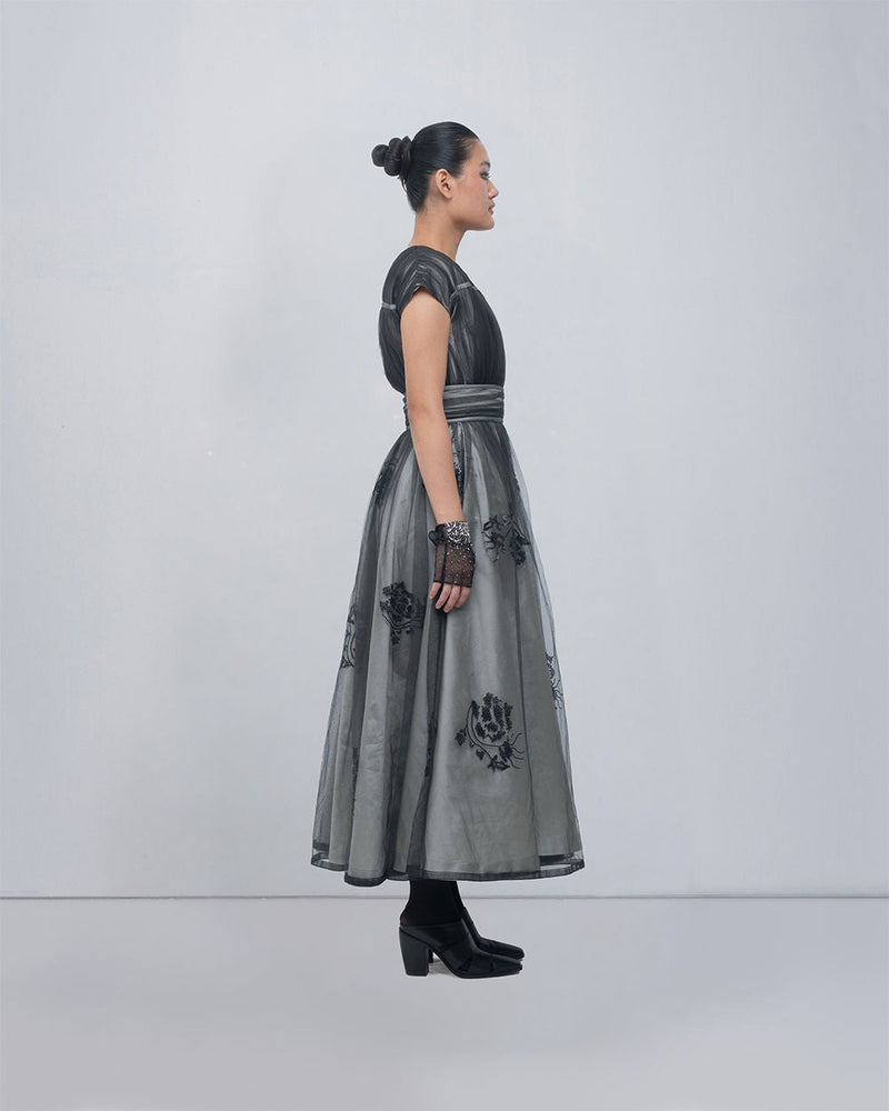 Evara Dress viscose by Leh Studios in silver, black for women in Singapore