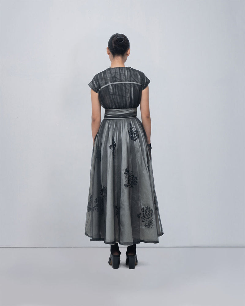 Evara Dress viscose by Leh Studios in silver, black for women in Singapore