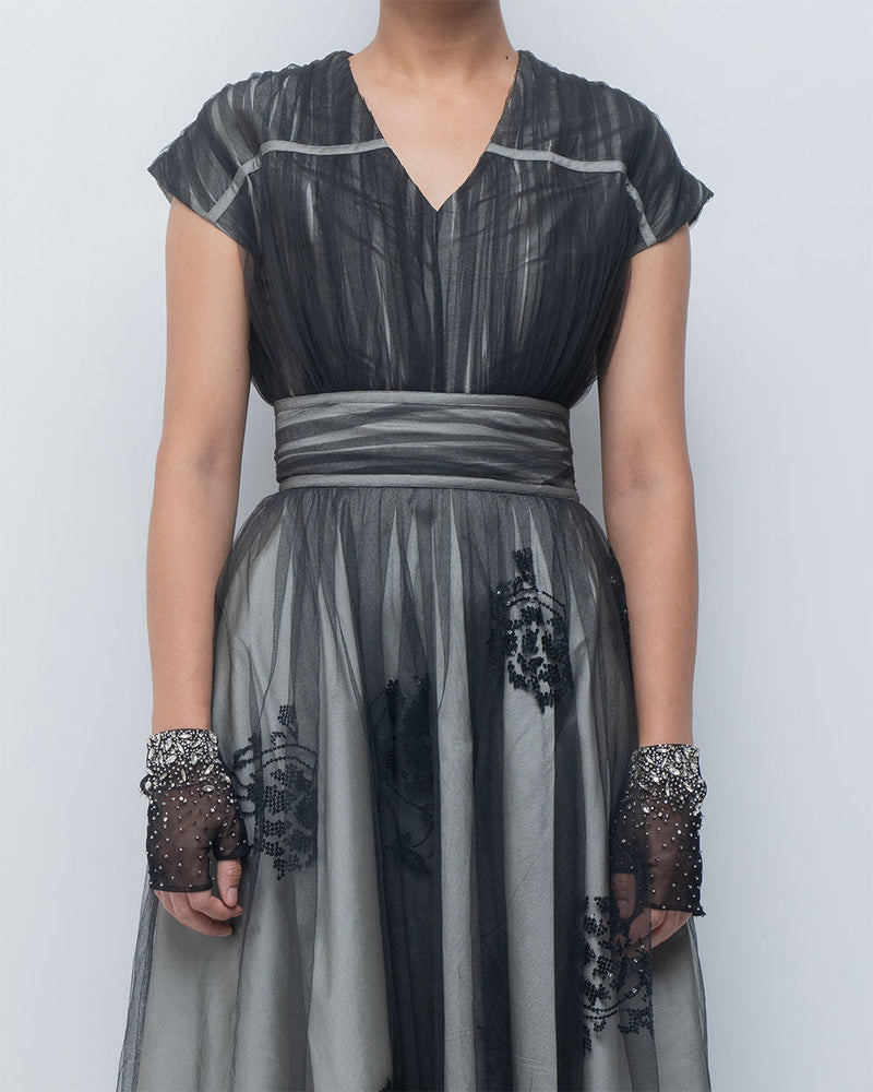 Evara Dress viscose by Leh Studios in silver, black for women in Singapore