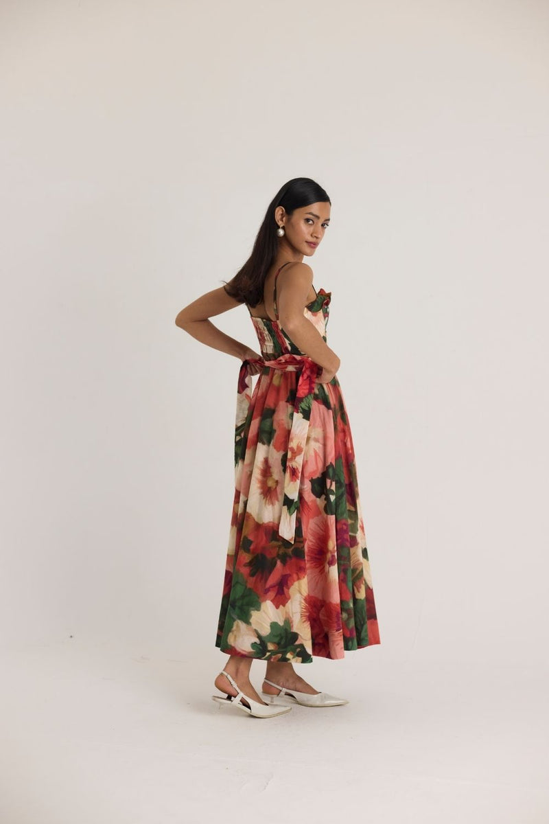 SCARLETT COTTON FRILL DRESS cotton by Yam in multi color for women in Singapore