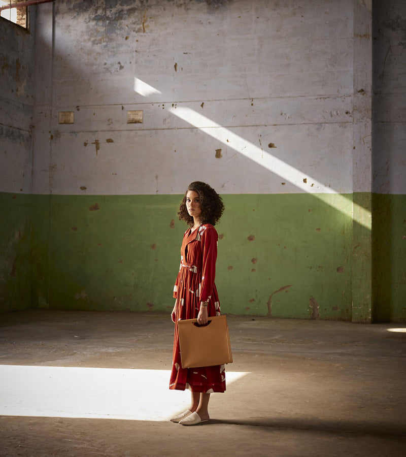 Golden hour Dress cotton Dresses by Khara Kapas in red for women in Singapore