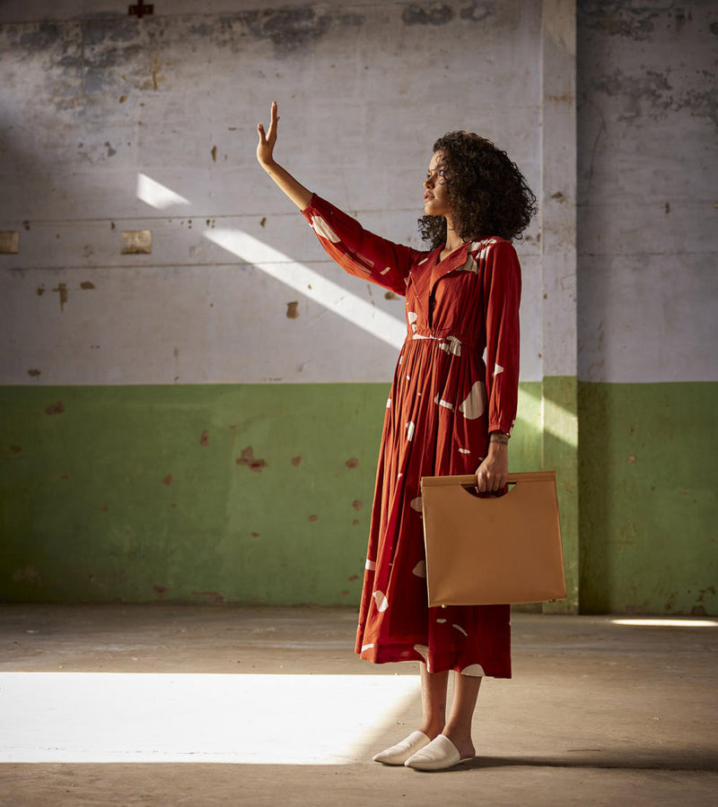Golden hour Dress cotton Dresses by Khara Kapas in red for women in Singapore