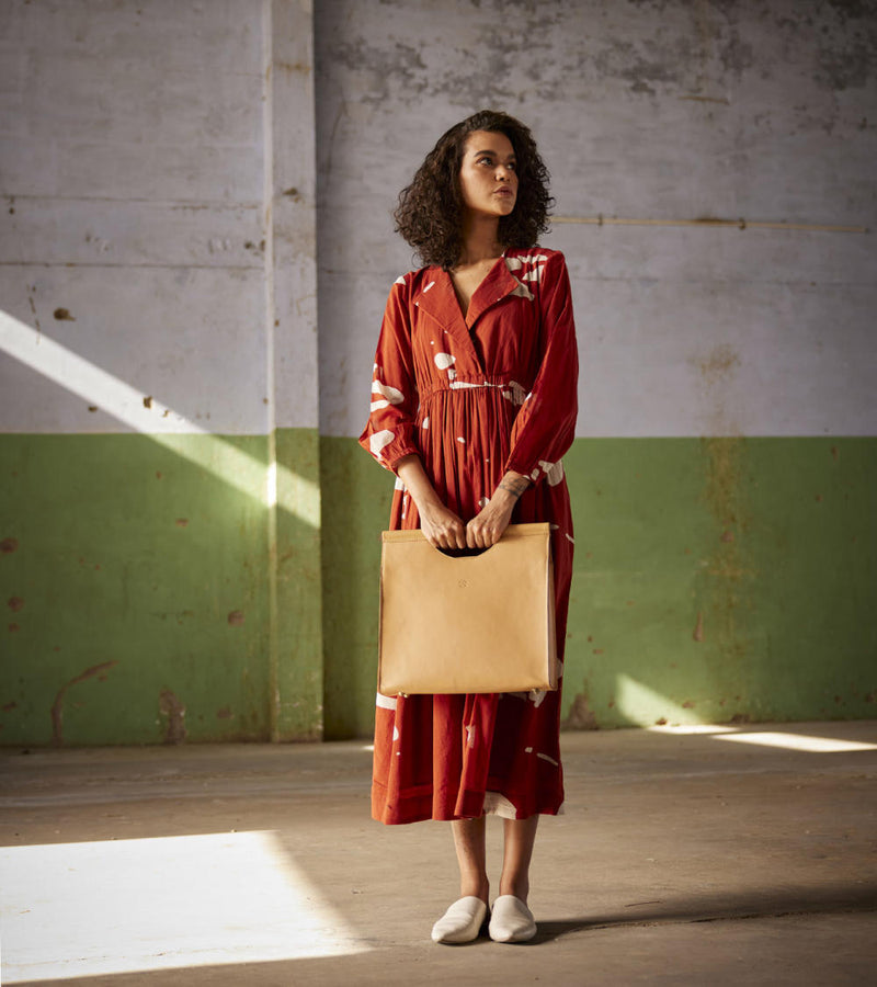 Golden hour Dress cotton Dresses by Khara Kapas in red for women in Singapore