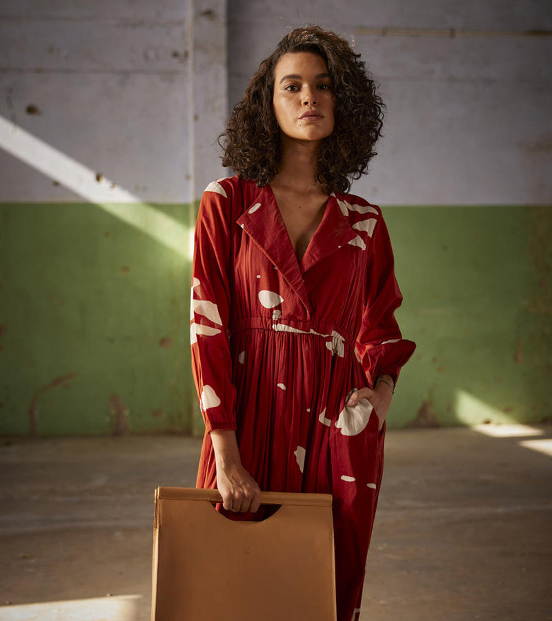 Golden hour Dress cotton Dresses by Khara Kapas in red for women in Singapore
