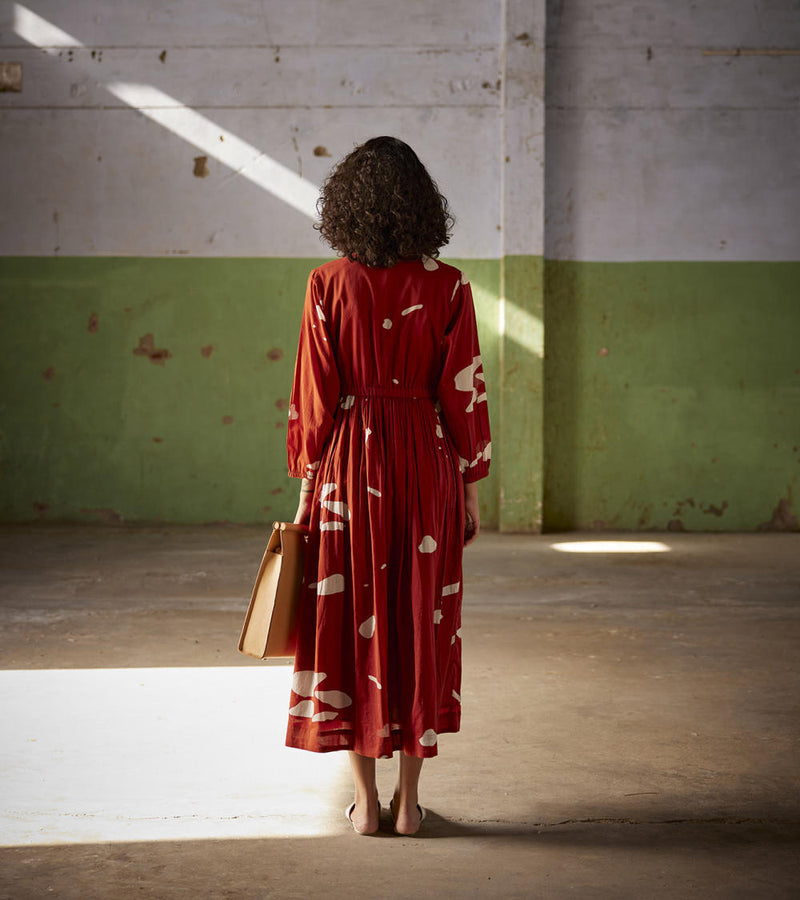 Golden hour Dress cotton Dresses by Khara Kapas in red for women in Singapore
