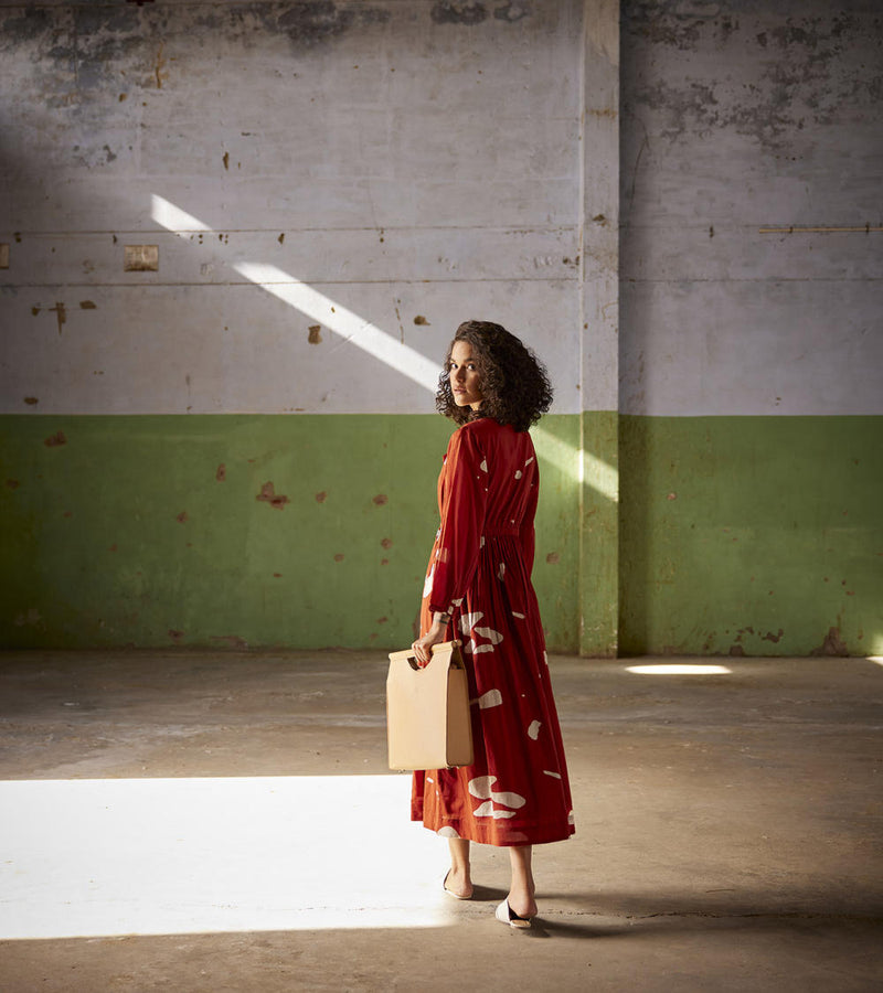 Golden hour Dress cotton Dresses by Khara Kapas in red for women in Singapore