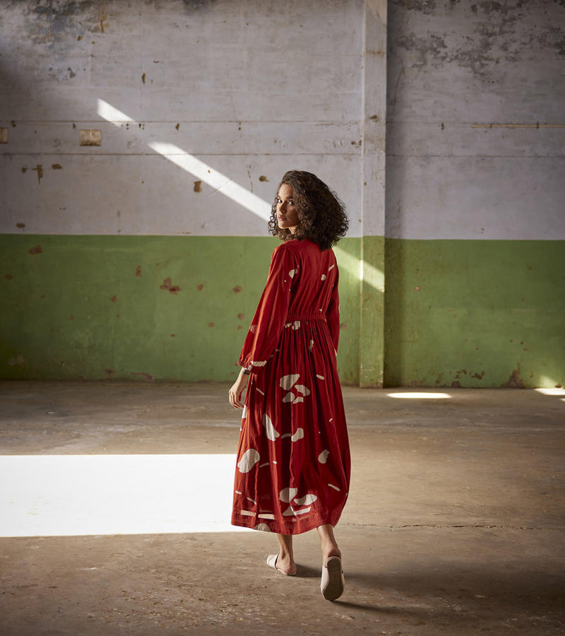 Golden hour Dress cotton Dresses by Khara Kapas in red for women in Singapore