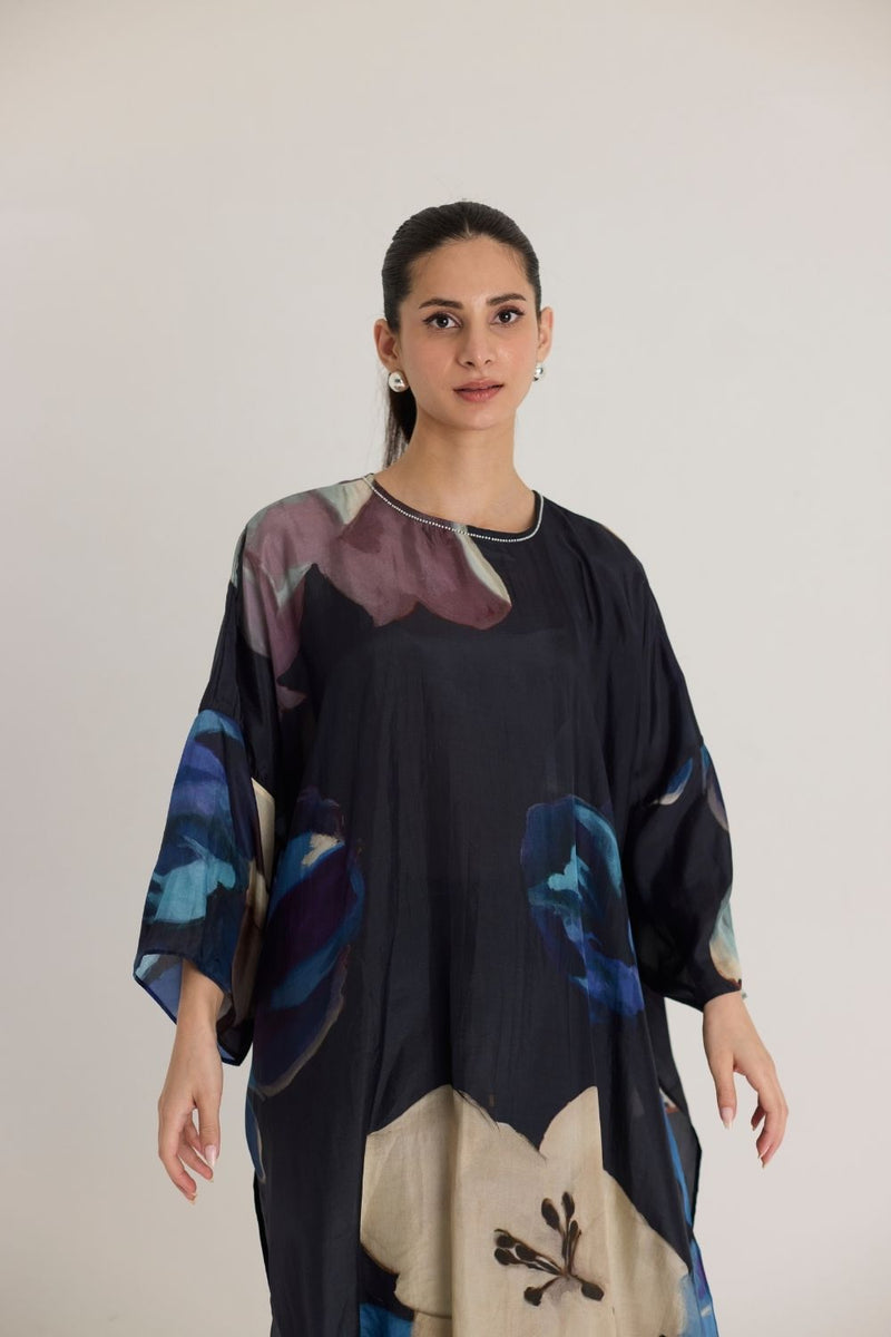 ROCCO SILK KAFTAN SET silk by Yam in black color for women in Singapore