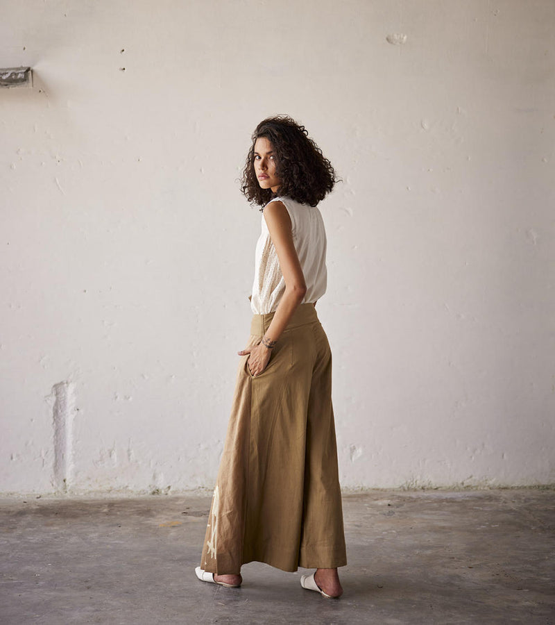 Sun Baked Trouser cotton Pants/Trousers by Khara Kapas in brown for women in Singapore
