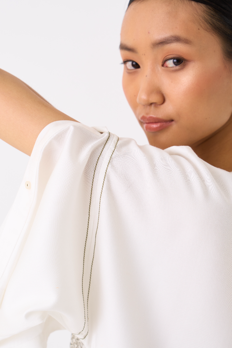 PATCH POCKET TUNIC-IVORY by THREE in ivory color for women in Singapore