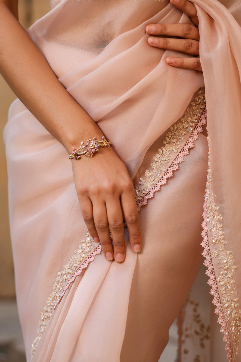 Vaayu Light Pink Corset Saree Set organza saree by Niti Bothra in light pink for women in Singapore