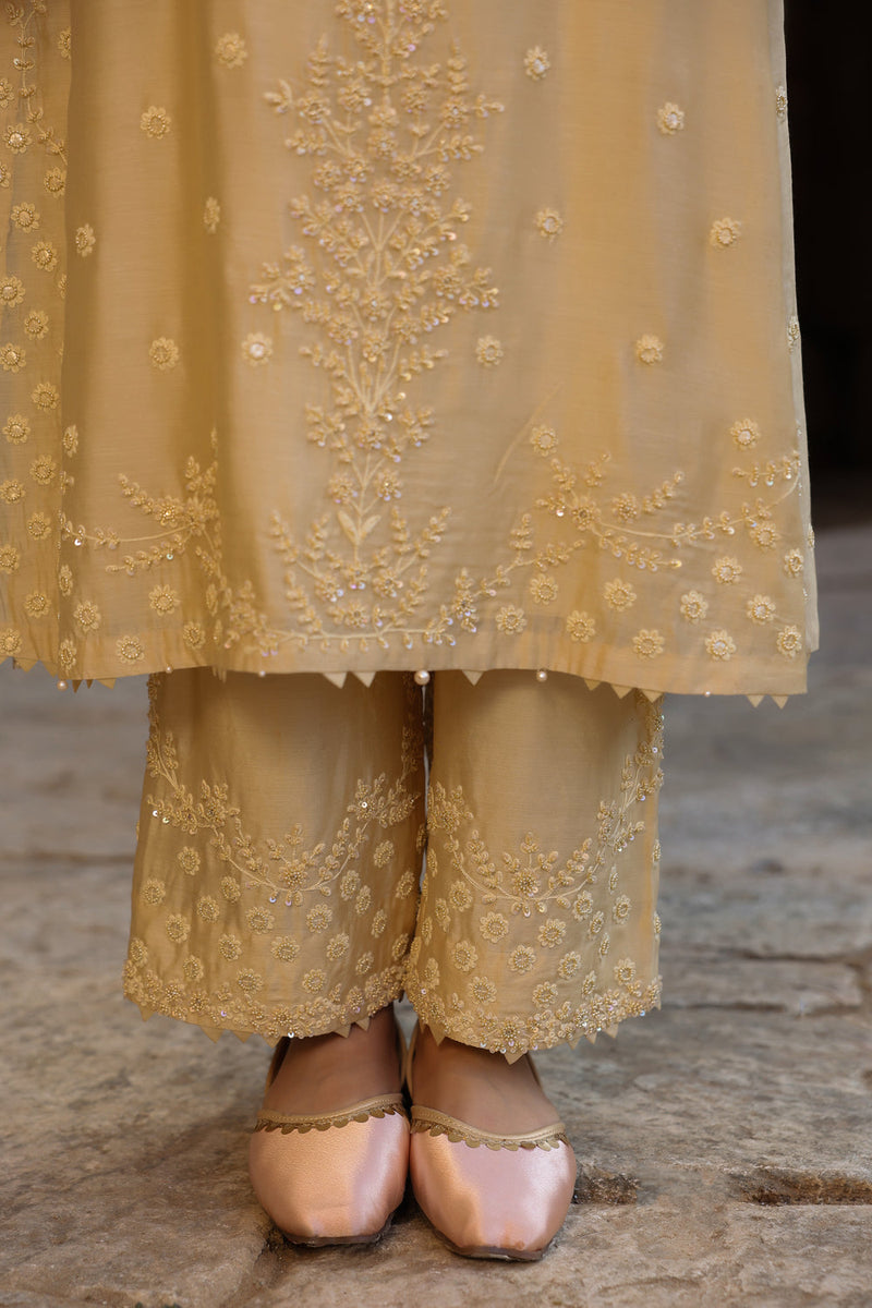 Vaayu Beige Light Buti Kurta Set silk modal kurta/kurta set by Niti Bothra in beige for women in Singapore