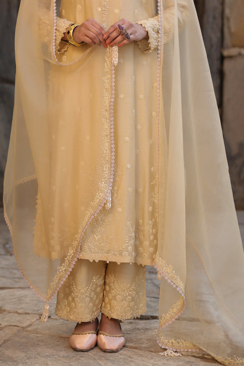 Vaayu Beige Light Buti Kurta Set silk modal kurta/kurta set by Niti Bothra in beige for women in Singapore