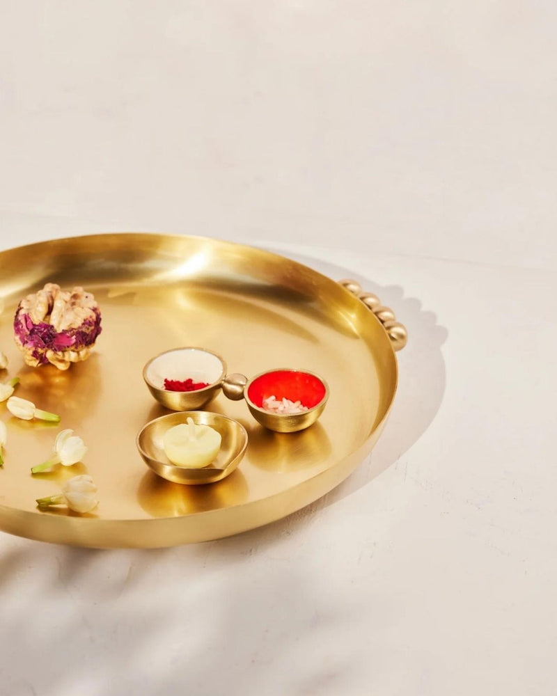 Merak Brass Pooja Thali Set linen by Gado Living for in Singapore