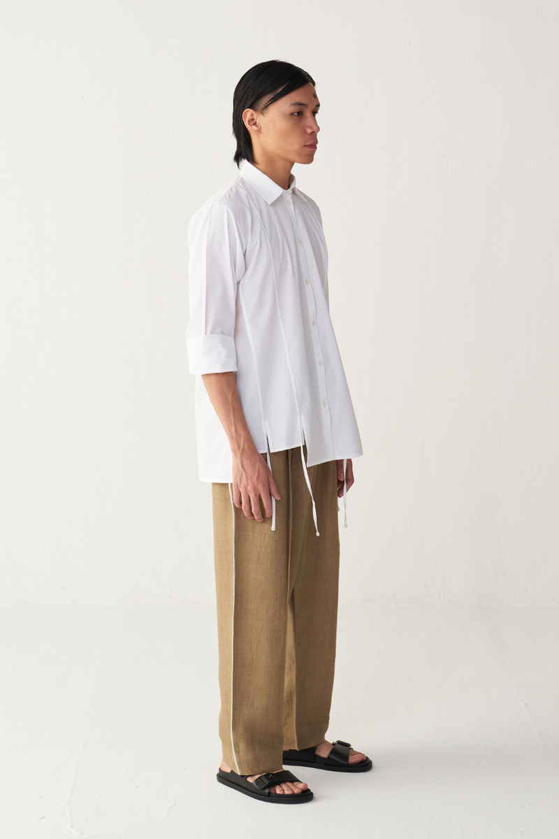 MULTI PANEL SHIRT poplin by THREE Men in white color for men in Singapore