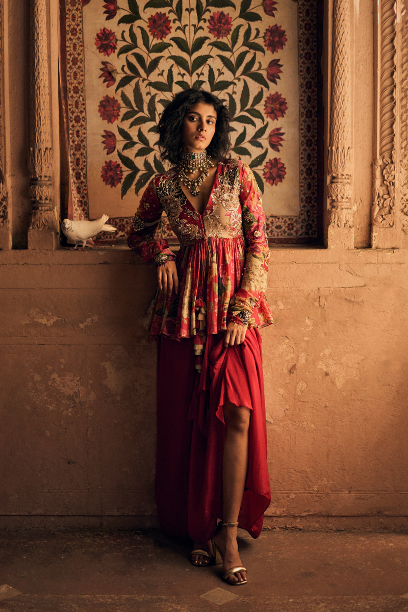 PH-2482
Peplum 
Skirt Set by Paulmi & Harsh for women in Singapore