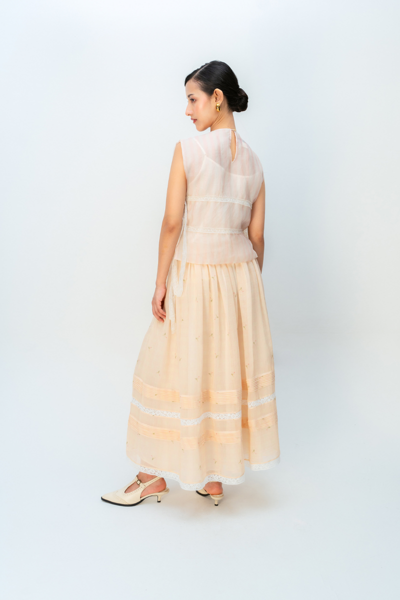 WILD MOSS BIB silk organza jacket/overlay by Ode to Odd in blush pink for women in Singapore