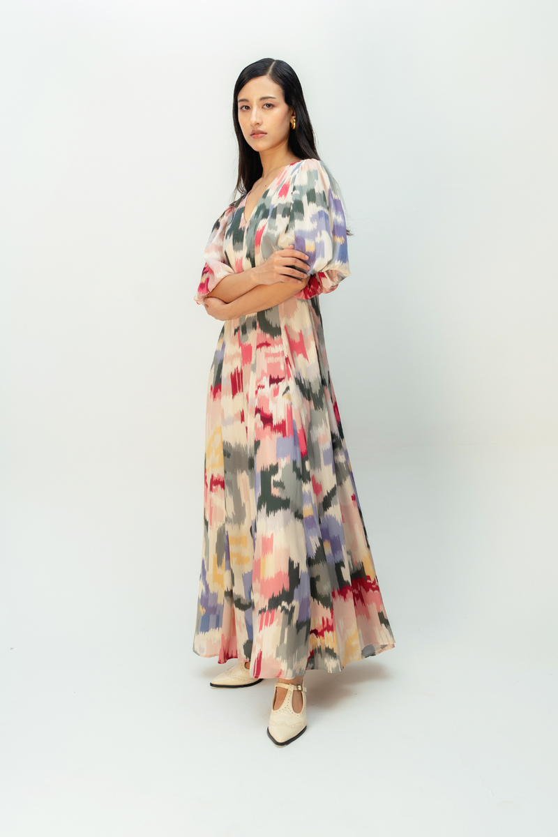 SUNWOVEN TALE DRESS crepe dress by Ode to Odd in multi for women in Singapore