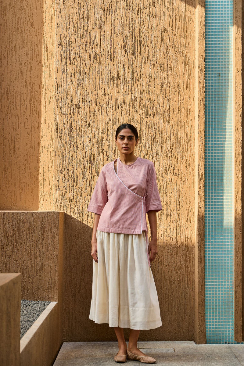 Cinta Handwoven Red Striped Tie Top cotton by The Summer House in red color for women in Singapore