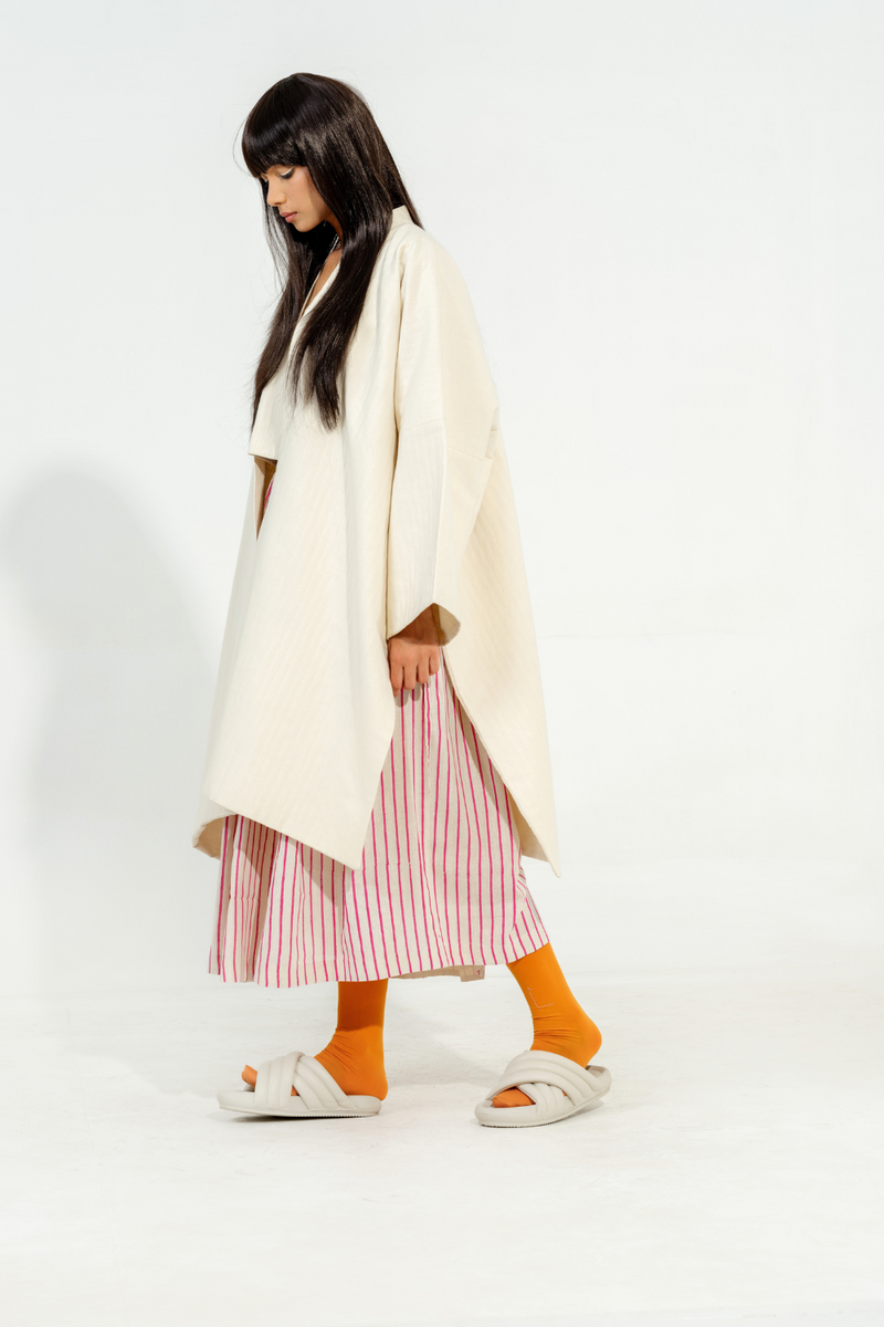 Shitake Jacket cotton matty jackets and overlays by Stoique in natural, pink for women in Singapore