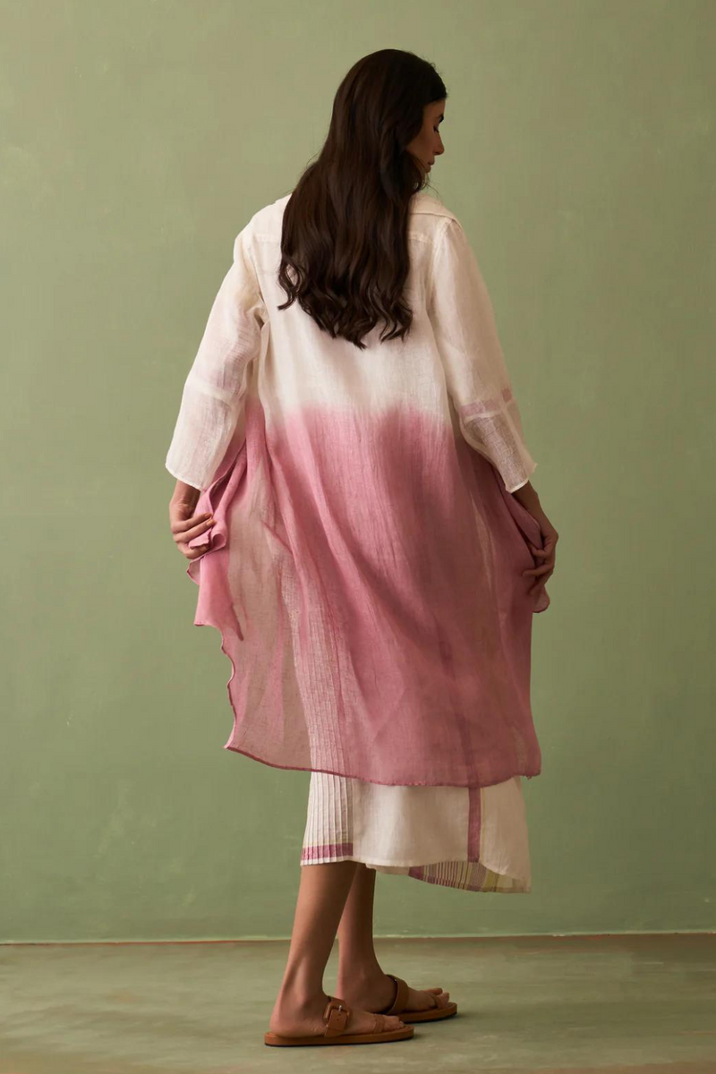 Ana Ombre Linen Overlay - Ivory linen by Manan in ivory color for women in Singapore