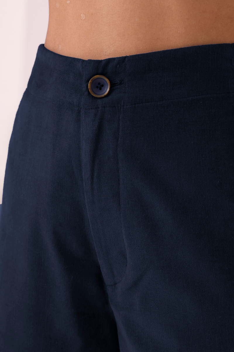 Hatchi Blue Corduroy Pants corduroy by The Summer House in blue color for women in Singapore