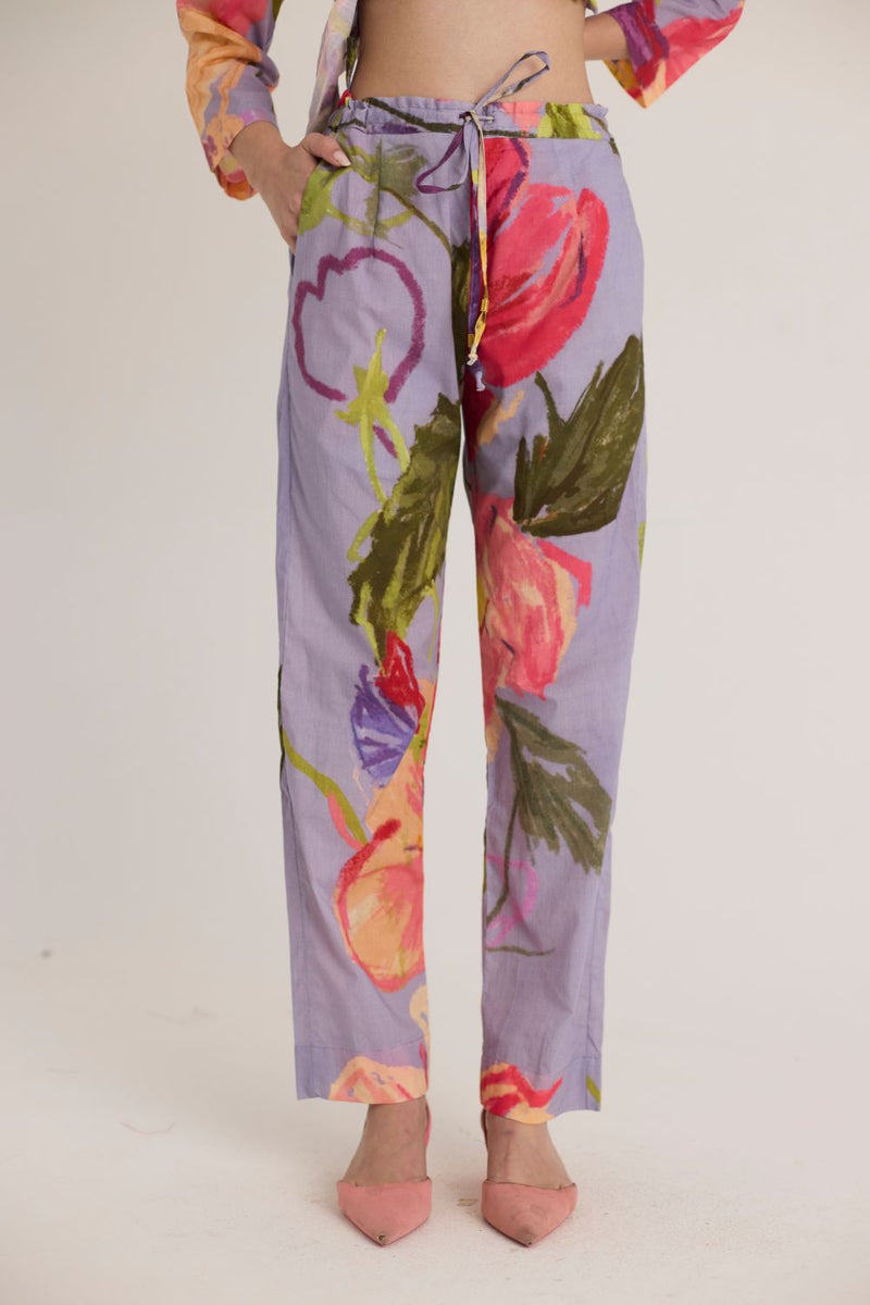 DOLLY PURPLE SHORT COTTON KURTA SET cotton by Yam in multi color for women in Singapore
