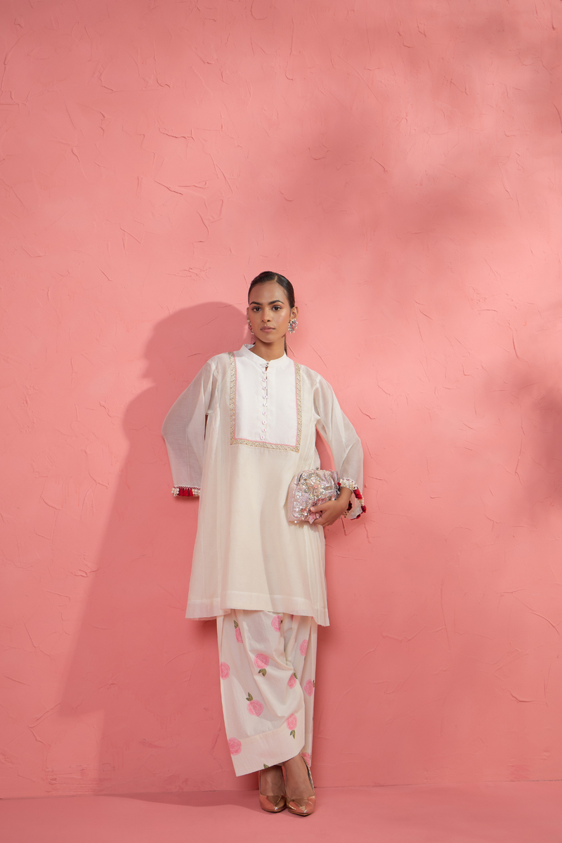 Rose Blush Set cotton cambric light kurta set by AAVIDI in multicolor for women in Singapore