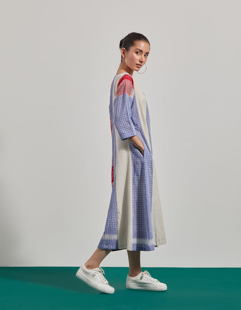 Skylark Dress gamcha dress by 145 East in blue, purple, red for women in Singapore