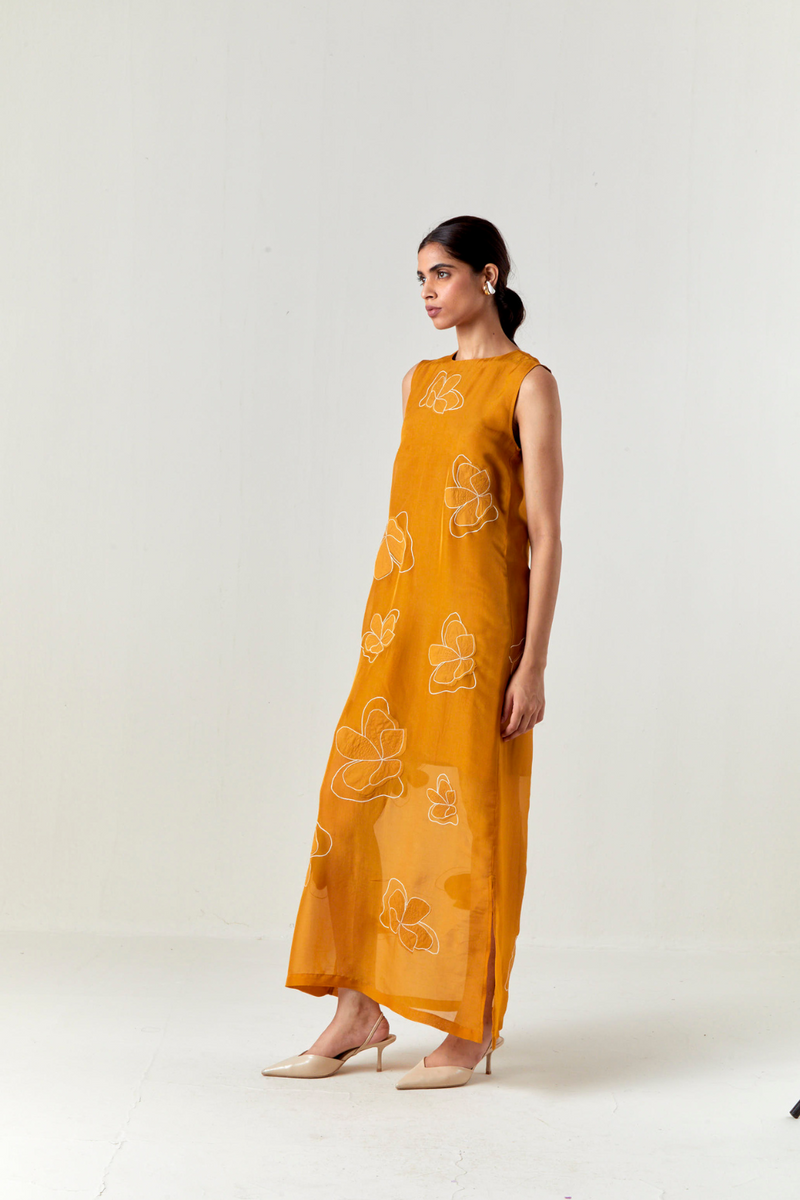 COLLARED WAIST COAT CO-ORD-OCHRE satin by THREE for women in Singapore
