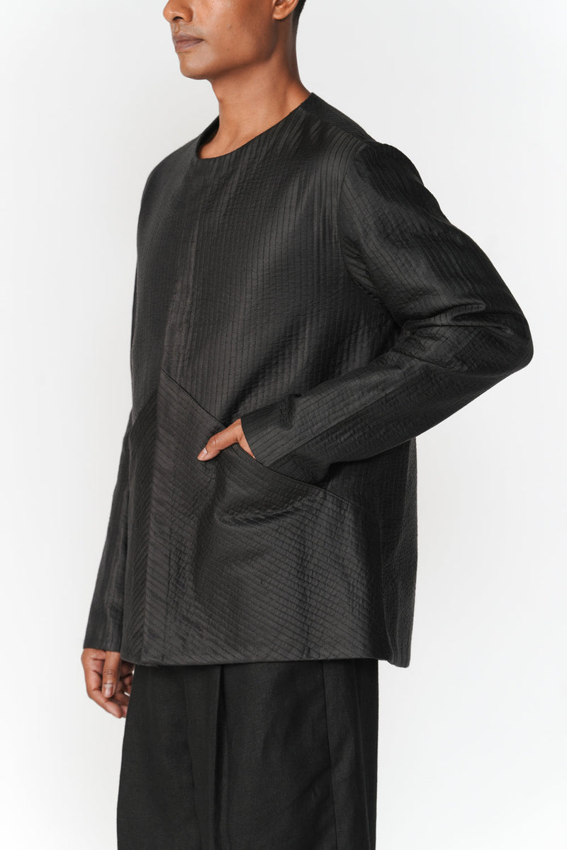 Short Mashru Jacket jacket/overlay by Turn Black in black for men in Singapore