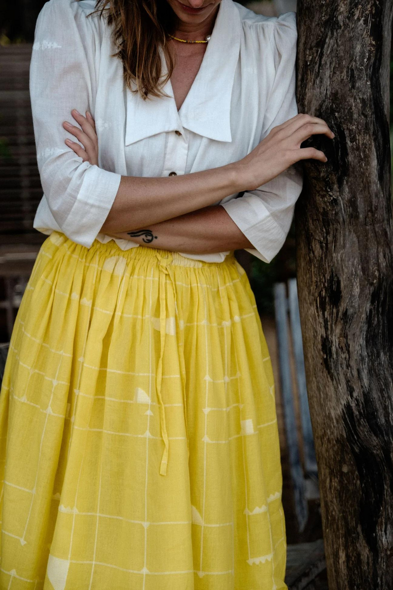 Antique Blouse / Vintage Blouse-White 100% cotton by World of Crow in white color for women in Singapore