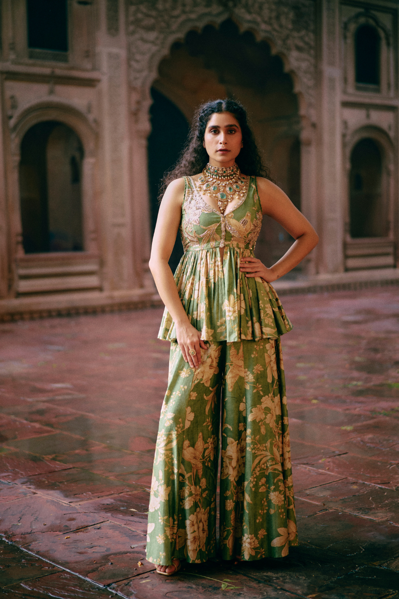PH-2474 
Peplum 
Palazoo Set by Paulmi & Harsh for women in Singapore