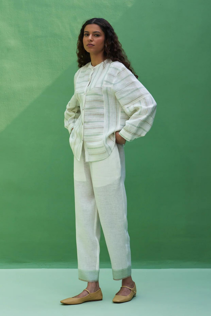 Miyu Striped Linen Co-ord Set
- Mint linen by Manan in mint color for women in Singapore