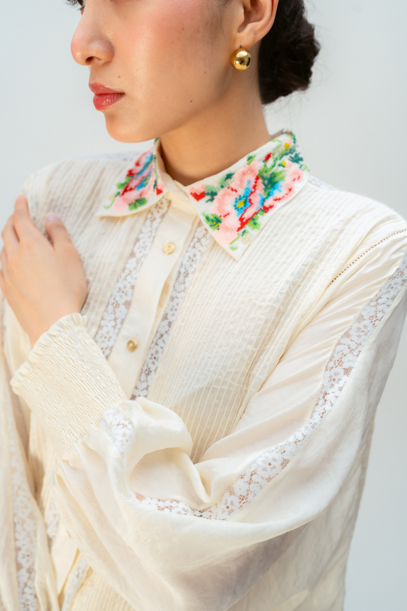 DREAM HOUR SHIRT silk top/shirt by Ode to Odd in off white for women in Singapore