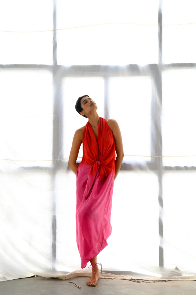 SOLANA OMBRE KNOTTED DRESS silk Buy SOLANA OMBRE KNOTTED DRESS from C&W | Dresses for Women by Ituvana for women in Singapore