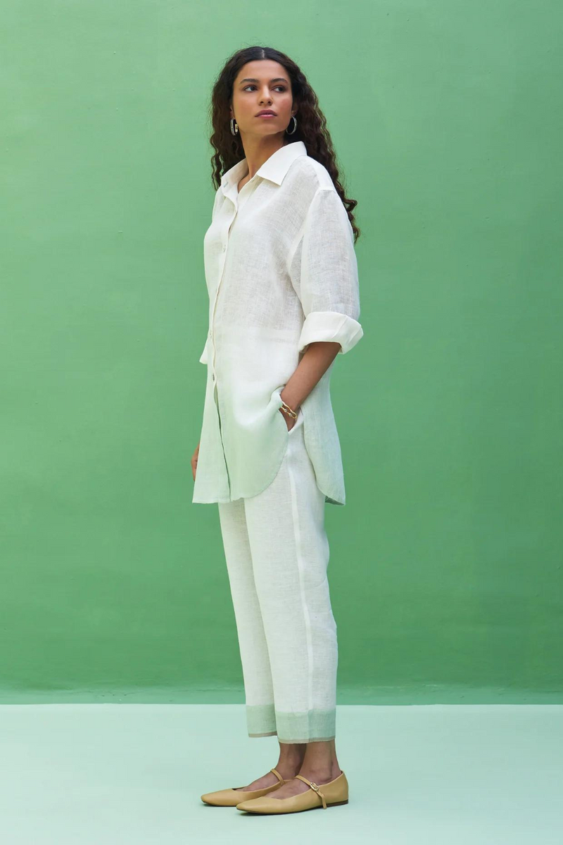 Lessa Sheer Linen Co-ord Set 
- Ivory linen by Manan in ivory color for women in Singapore